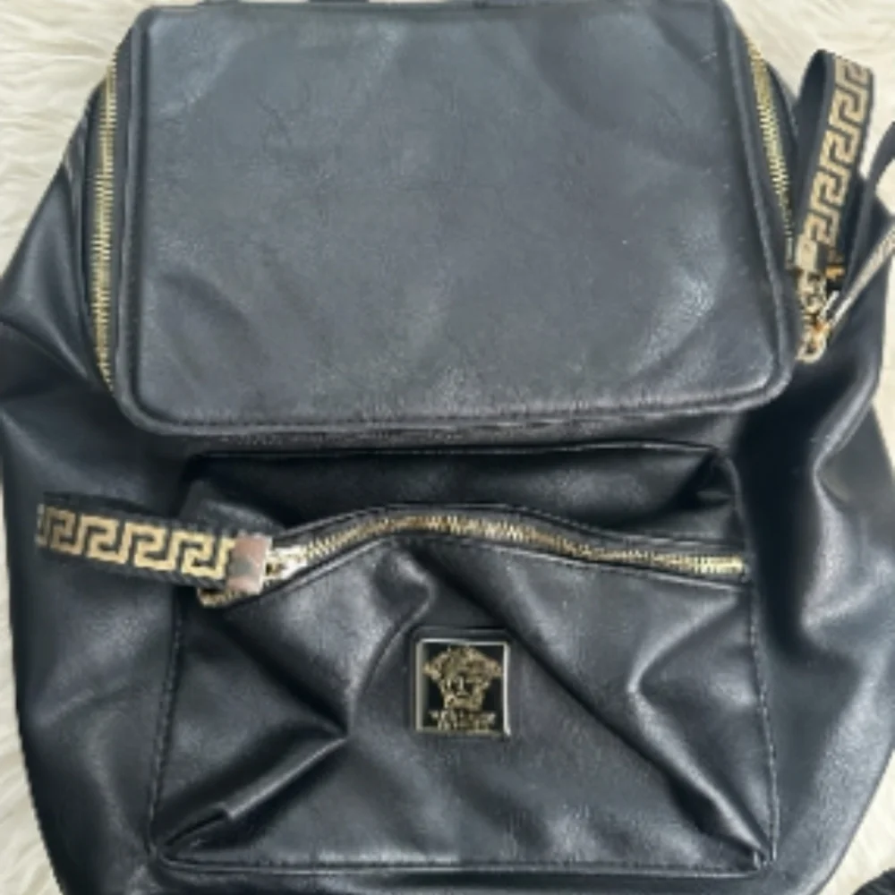 Versace Black Backpack with Gold Accents - Picture 8 of 11